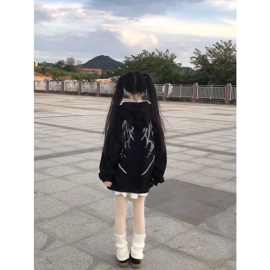 Áo Hoodie Lót Lông Cừu Dày Dặn In Hình Ác Quỷ Dễ Thương Ngọt Ngào Cho Nữ