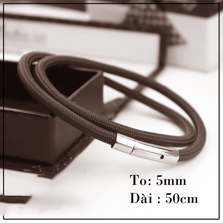 Dây chuyền dù thái 5ly màu nâu cà phê khóa inox vip thể hiện đẳng cấp phái mạnh