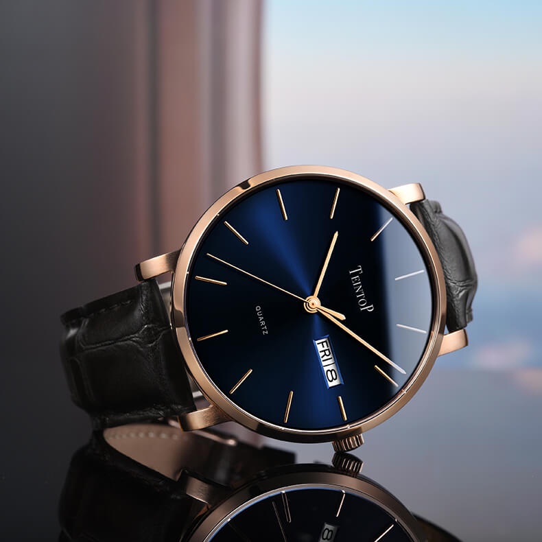 Đồng Hồ Nam TEINTOP T7015-1 Chính Hãng BH 12T Chịu Nước 30m Kính Chống Xước Dây Da Cao Cấp (Máy Quartz)