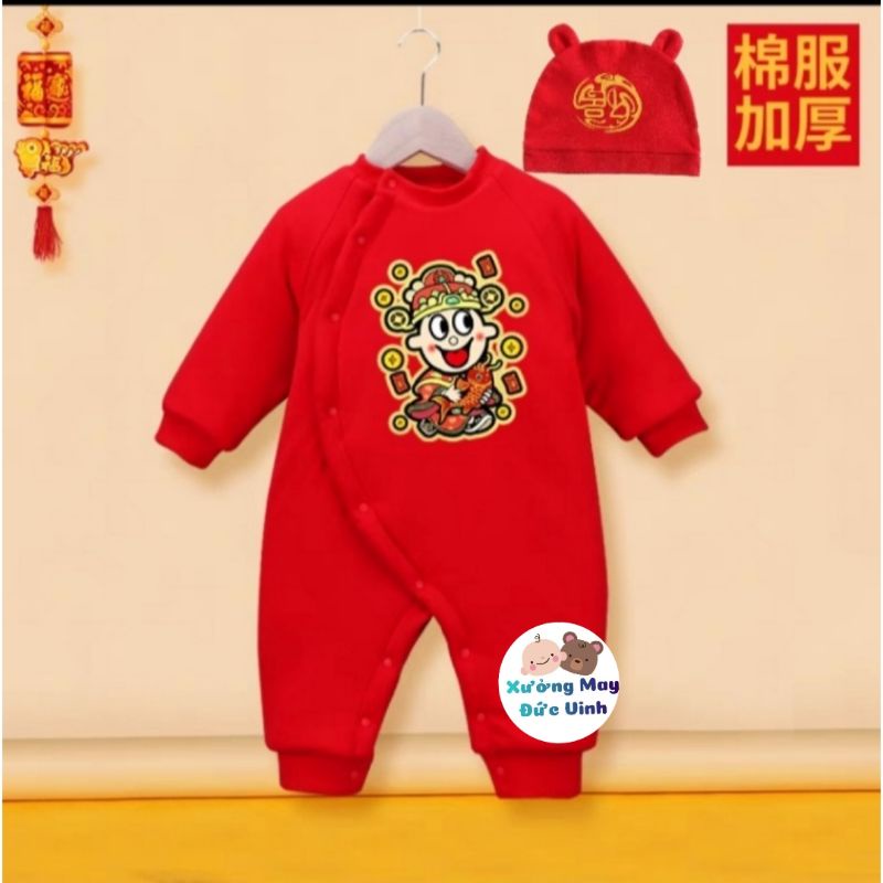Bodysuit Tết cotton 2023 cho bé trai,bé gái có mũ