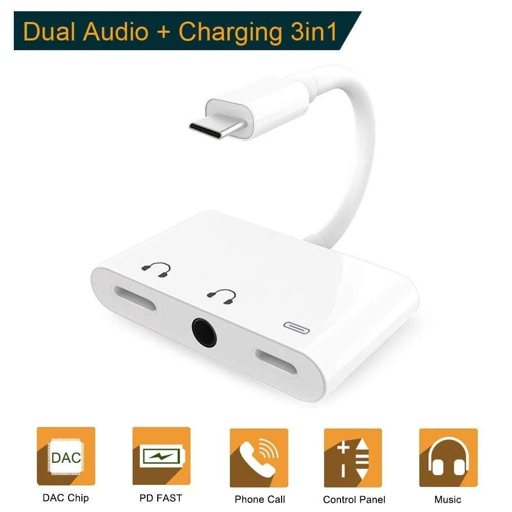 Đầu Chia Cổng Tai Nghe / Mic Sạc Nhanh PD Dành Cho Điện Thoại Di Động