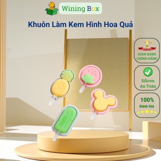 Khuôn Làm Kem Silicon Cho Bé Tách Lẻ có nắp, kèm que nhựa chứng nhận PP Mẫu 2024 Wining Box