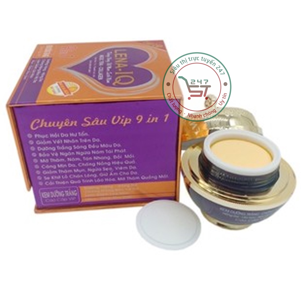 Kem dưỡng Trắng da mặt Chống nắng Chống lão hóa Se khít lỗ chân lông Ngọc trai collagen Lena IQ Q37 9in1 50g