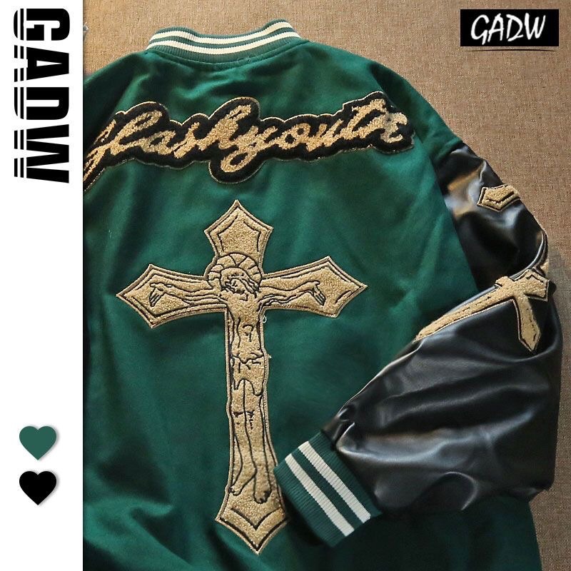 Áo Khoác Bomber Tay Da Thánh Giá Thời Trang Nam Nữ