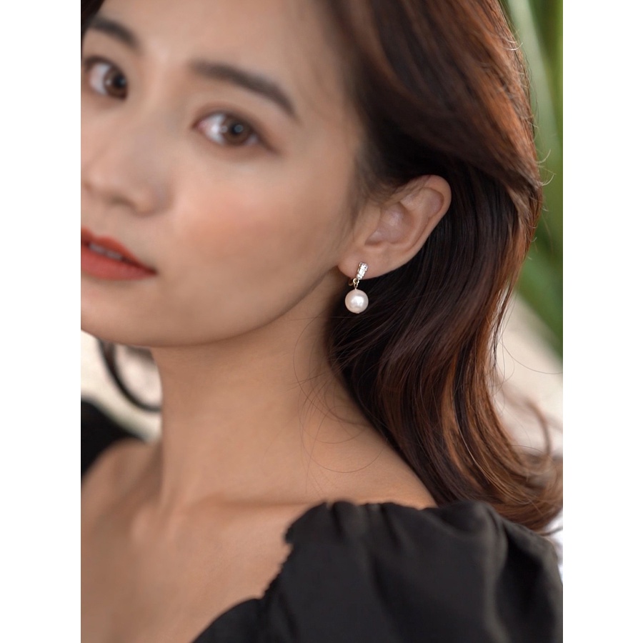 Bông Tai Mạ Bạc 925 Đính Ngọc Trai Phong Cách Retro Thanh Lịch