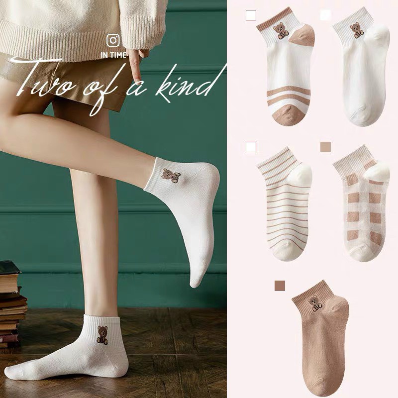 Tất nữ cổ thấp set 5 đôi cute vớ họa tiết dễ thương thời trang hàn quốc - ST01
