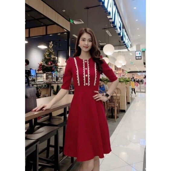 đầm bigsize thiết kế 40kg_120kg mẫu đỏ bổ mảnh kẹp ren bèo thiên mặc đi làm đi chơi đều xinh