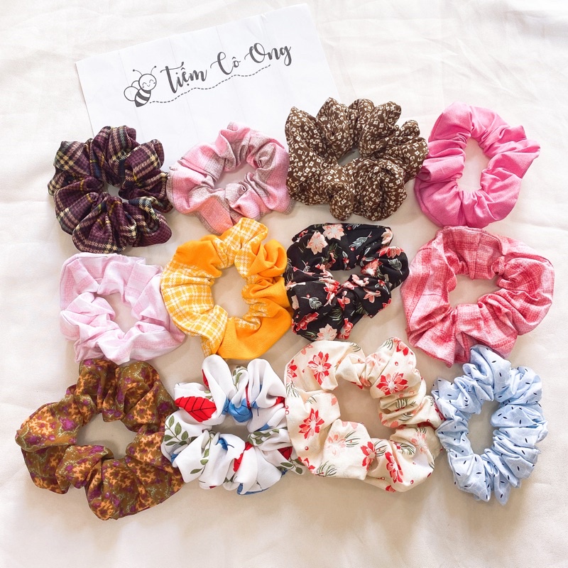 Dây buộc tóc vải - scrunchies vải nhiều màu