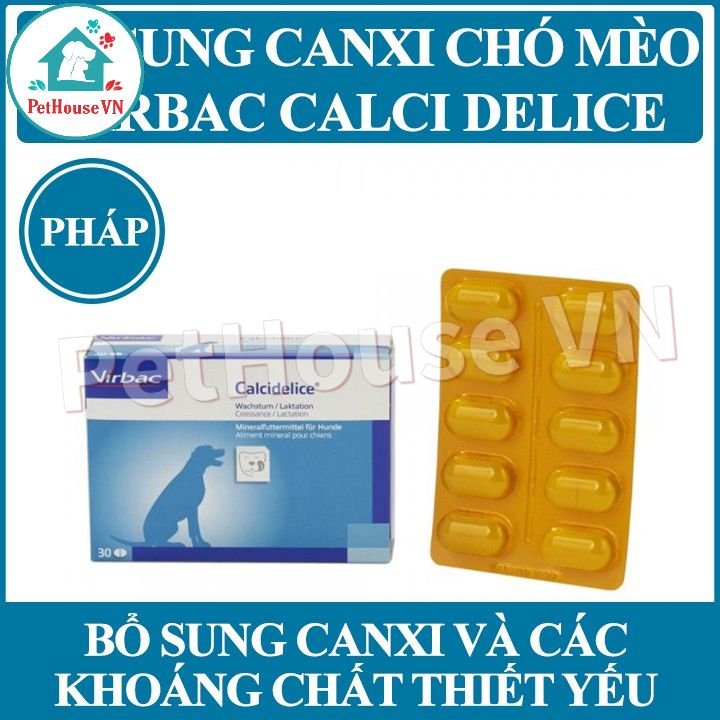 VIRBAC CALCI DELICE - Hộp 30 Viên Canxi, Phốt Pho Và Khoáng Chất Ngon Miệng Cho Chó & Mèo Hàng Chính Hãng