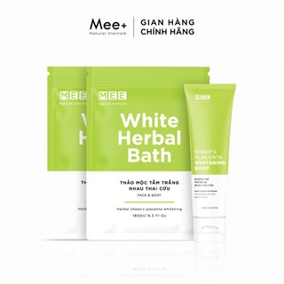 Combo dưỡng trắng toàn thân MEE NATURAL gồm 2 Tắm trắng + 1 Kem body trắng da nhau thai cừu
