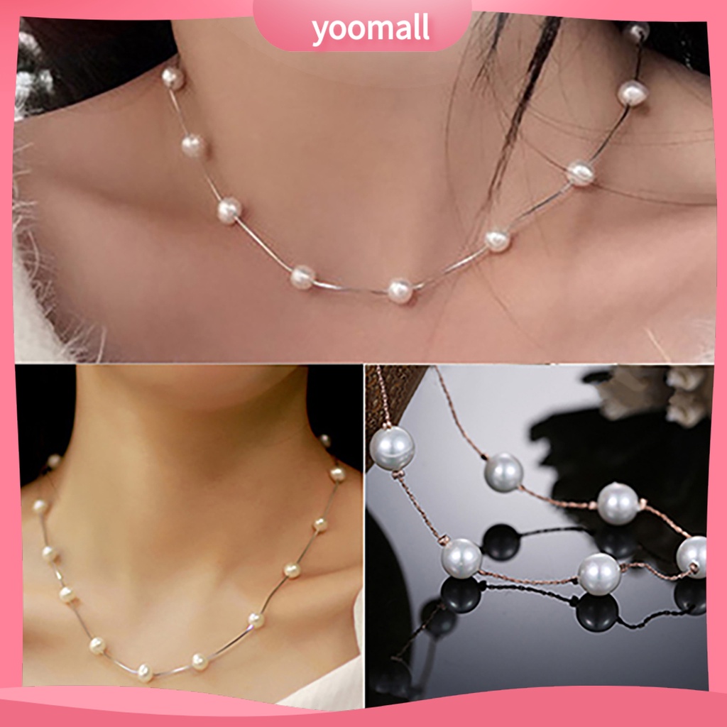Vòng cổ Một Lớp Bằng Hợp Kim Đính Ngọc Trai Nhân Tạo Dành Cho Nữ