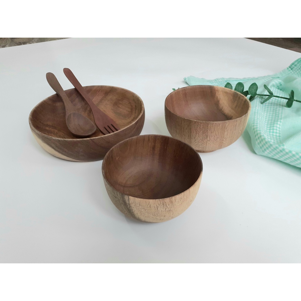 Bát gỗ, tô gỗ đựng salad, màu nâu đẹp