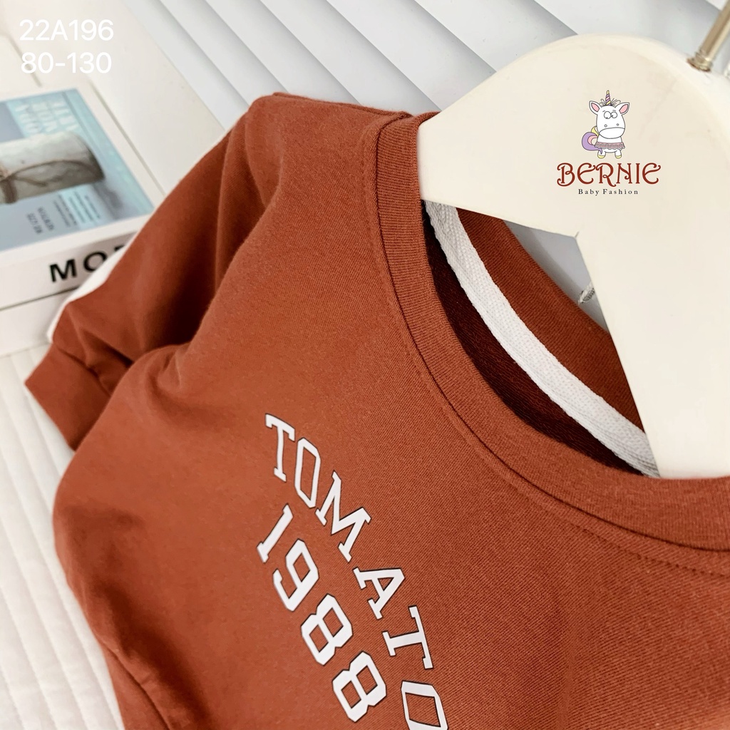 Áo nỉ da cá thu đông phối sọc tay hoạ tiết TOMATO 1988 bé trai