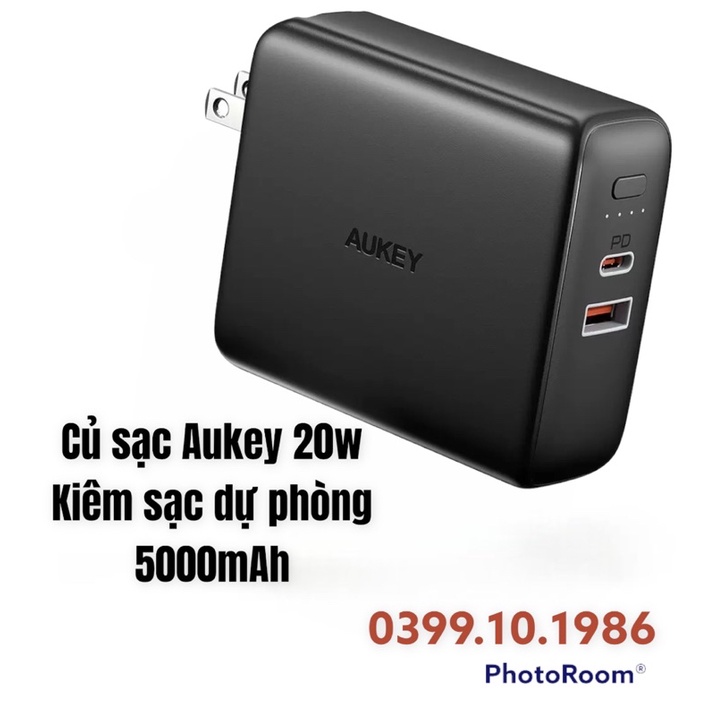 Củ sạc 2 cổng kiêm pin sạc dự phòng 20W PD Powerduo Aukey PA-PD20, 2 cổng cực tiện lợi
