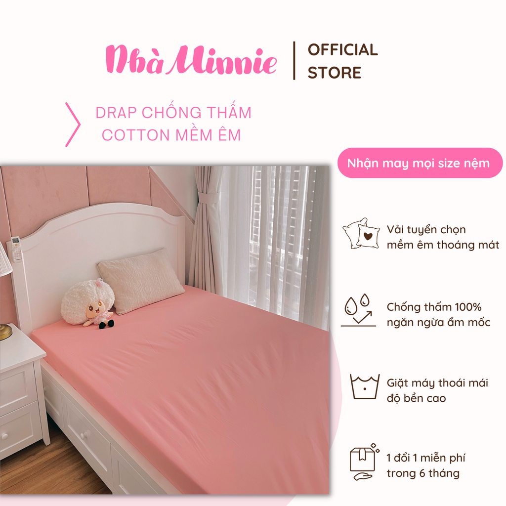 Ga chống thấm cotton Nhà Minnie dành cho bé - Mềm Mịn Mát - Nằm trực tiếp - Bảo hành 6 tháng