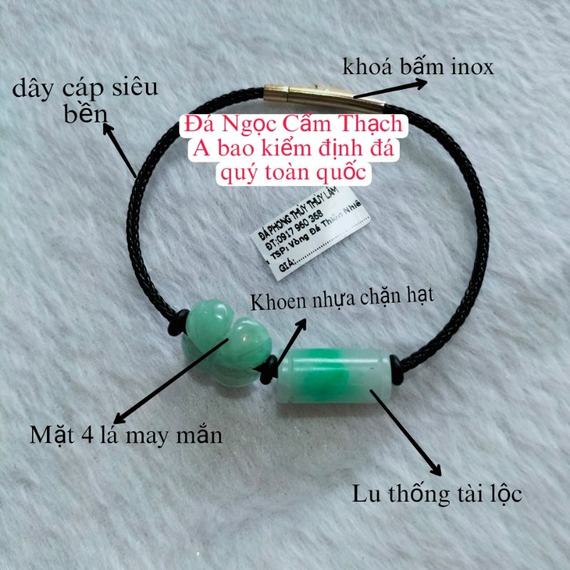 Vòng tay nam nữ mic mặt 4 lá may mắn kèm lu thống đầu xuôi đuôi lọt Thuylamshop