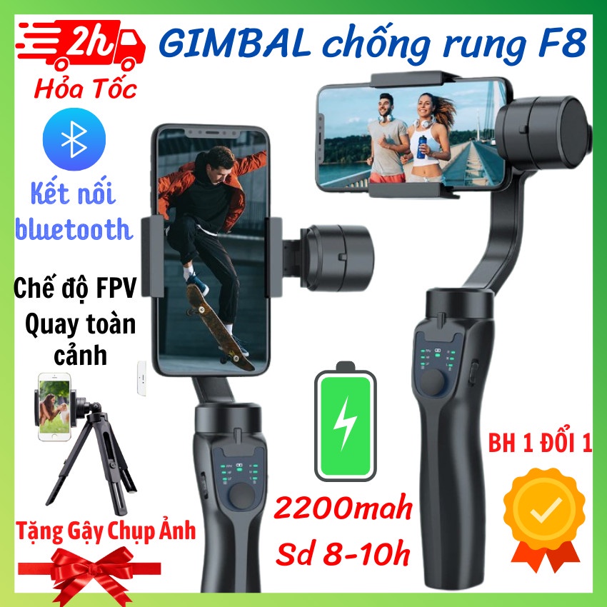 Tay cầm chống rung cho điện thoại gimbal F8, thiết bị quay phim, video tik tok - Tay cầm chống rung đa năng điện thoại