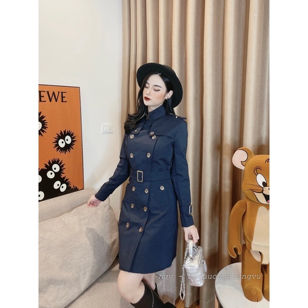 Áo khoác mangto kaki dáng dài cúc đồng hàng đẹp chuẩn tag mác