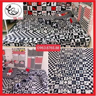 Ga giường kích thích thị giác hai màu đen- trắng nhiều kích thước, ga vải thun lụa mềm mại không phai màu, không xù lông