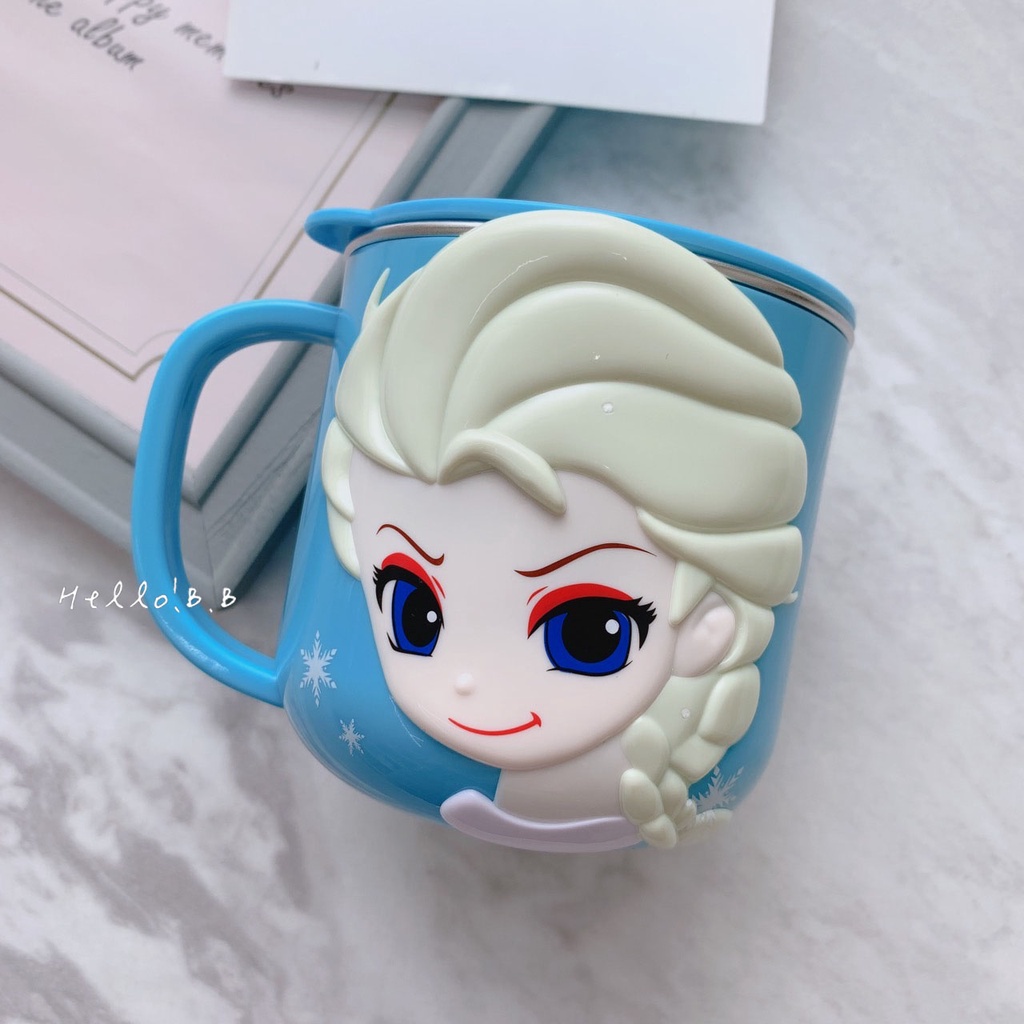 Cốc ly giữ nhiệt uống nước lõi inox 304 Frozen Elsa 3D Disney cho trẻ em
