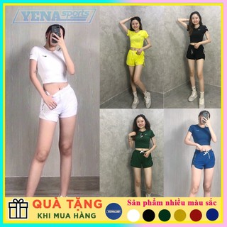 Set đồ tập gym yoga aerobic nữ Quần đùi Áo Croptop vải dệt kim mát mịn siêu xinh không nhăn màu đẹp chuẩn dáng XTT019
