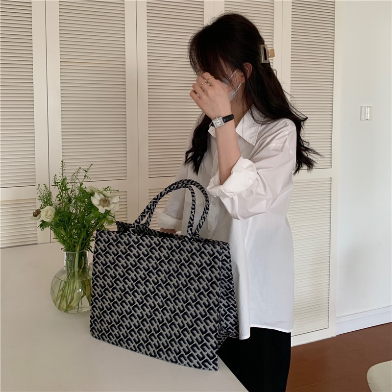 Ielgy Túi Xách Đeo Vai canvas Sức Chứa Lớn Kiểu jacquard retro Cho Nữ