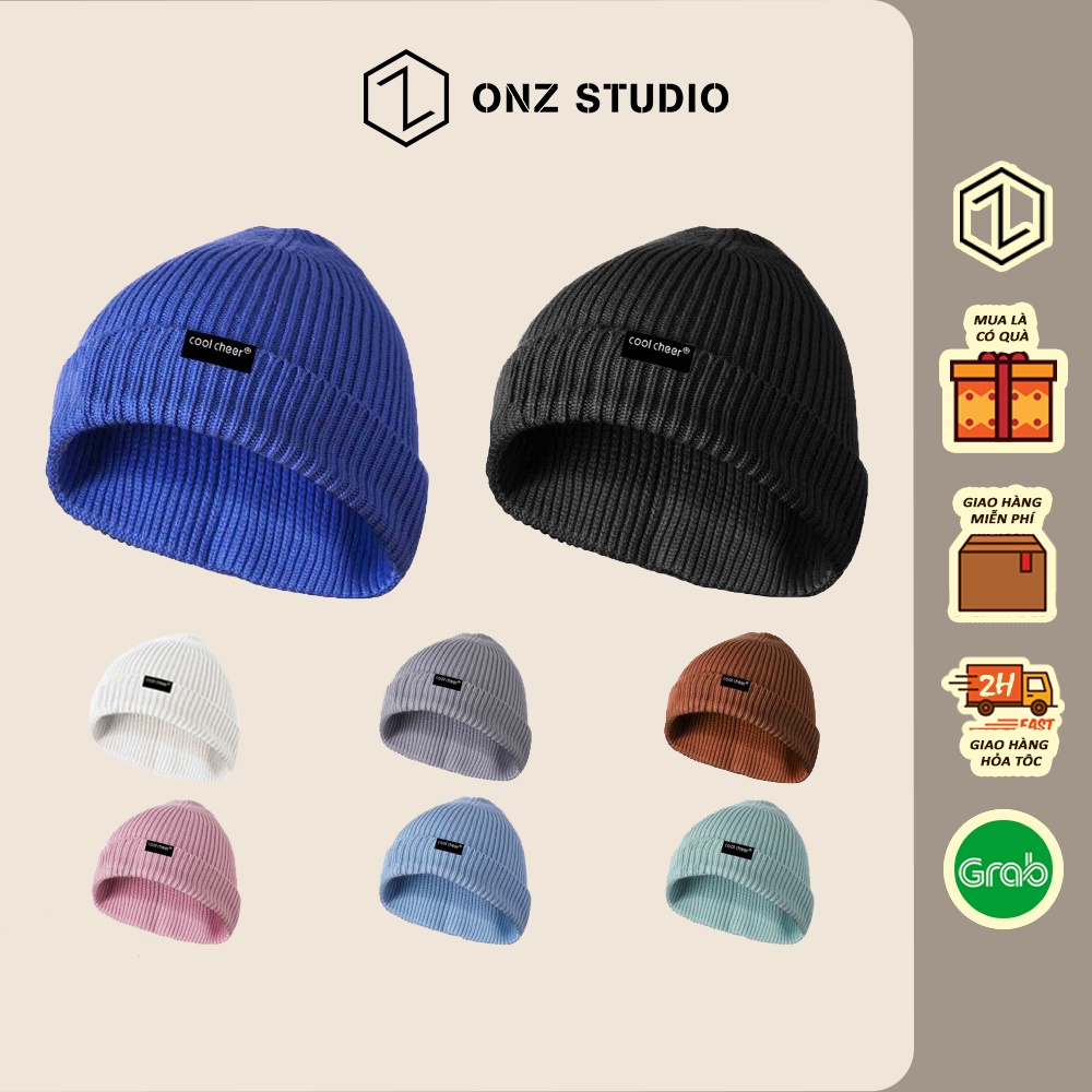 Mũ len Beanie nam nữ ONZ Studio vintage Hàn Quốc - Nón len trơn acrylic Cheer đan dọc nhiều màu ML02