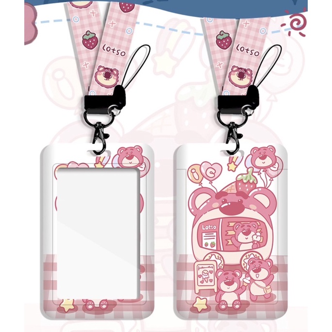 Bao đựng thẻ hình Gấu dâu Losto kèm dây đeo cổ cute