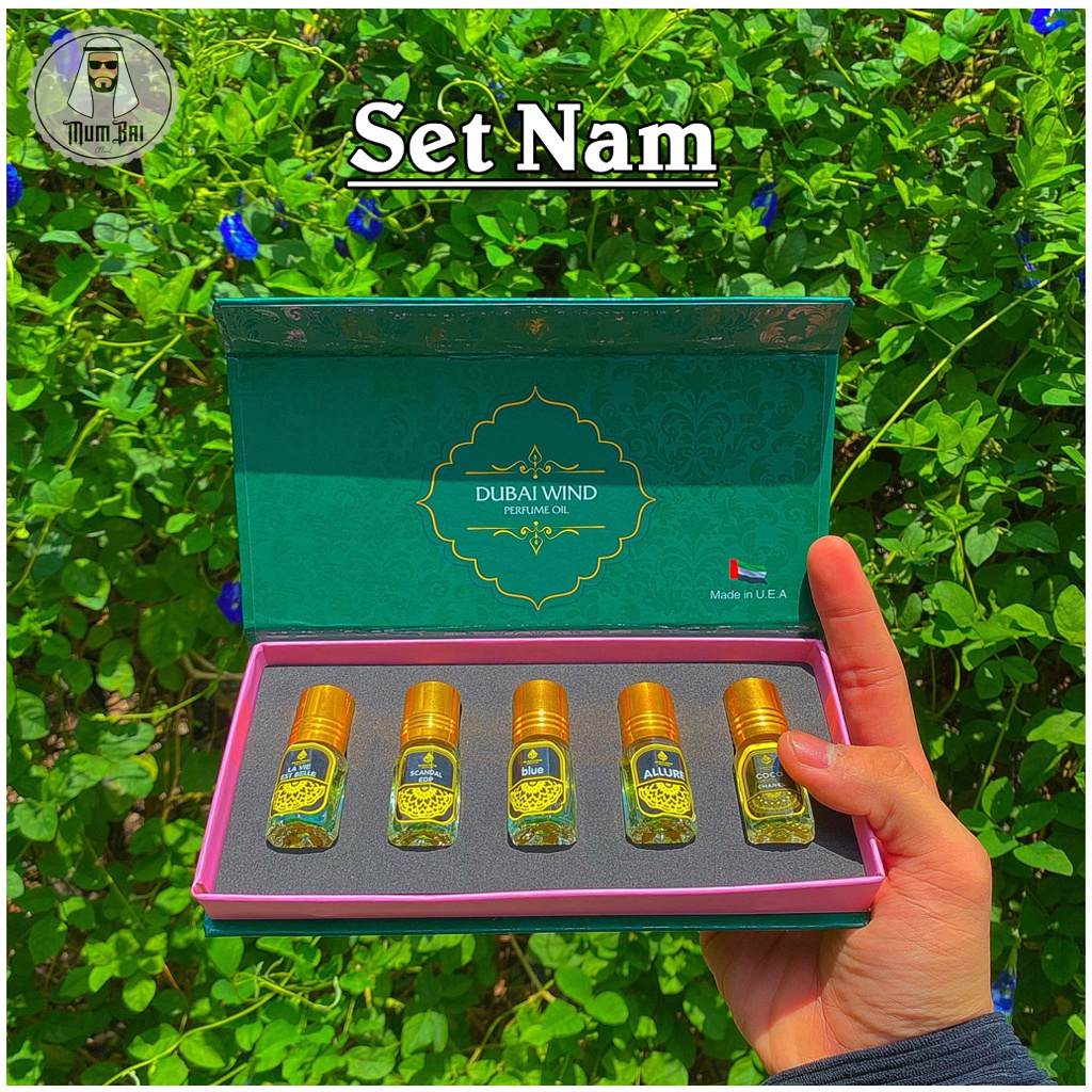 Tinh dầu nước hoa dubai mini dạng lăn 5ml, Set 5 chai tinh dầu dubai lưu hương lâu trên 8h