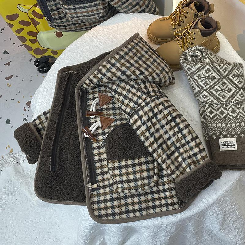 Áo Khoác Len Dày Cao Cấp Cài Khóa Sừng Thời Trang Mùa Đông Hàn Quốc 2022 Cho Bé