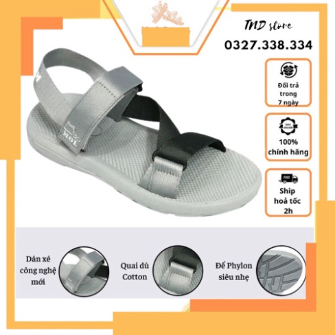 Giày Sandal Mol Nam Nữ Quai Chéo MS1166 Đế Cao Su Quai Dù Đi Học Đi Làm Đi Chơi Full Size - Màu xám droppihcm
