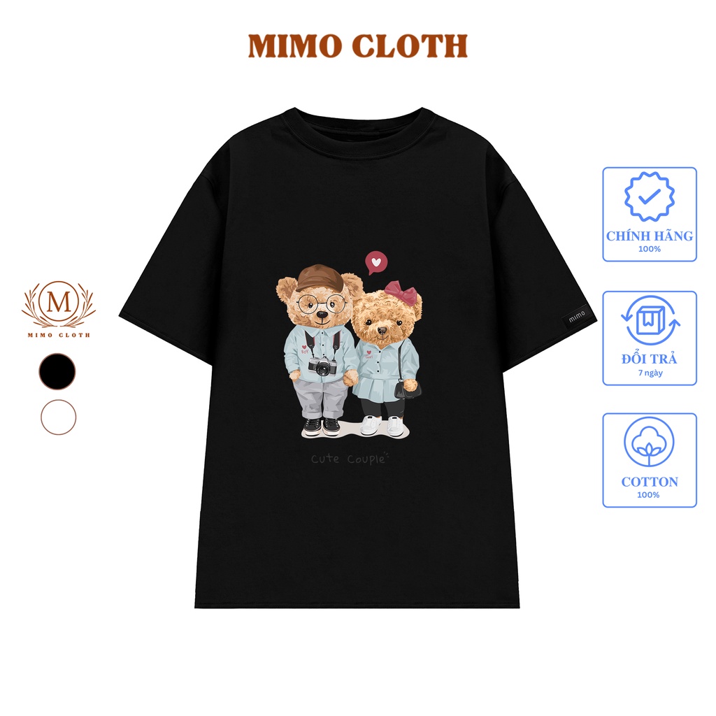 Áo Thun Local Brand Unisex MIMOCLOTH Áo Đôi Gấu Tình Yêu Cute Couple