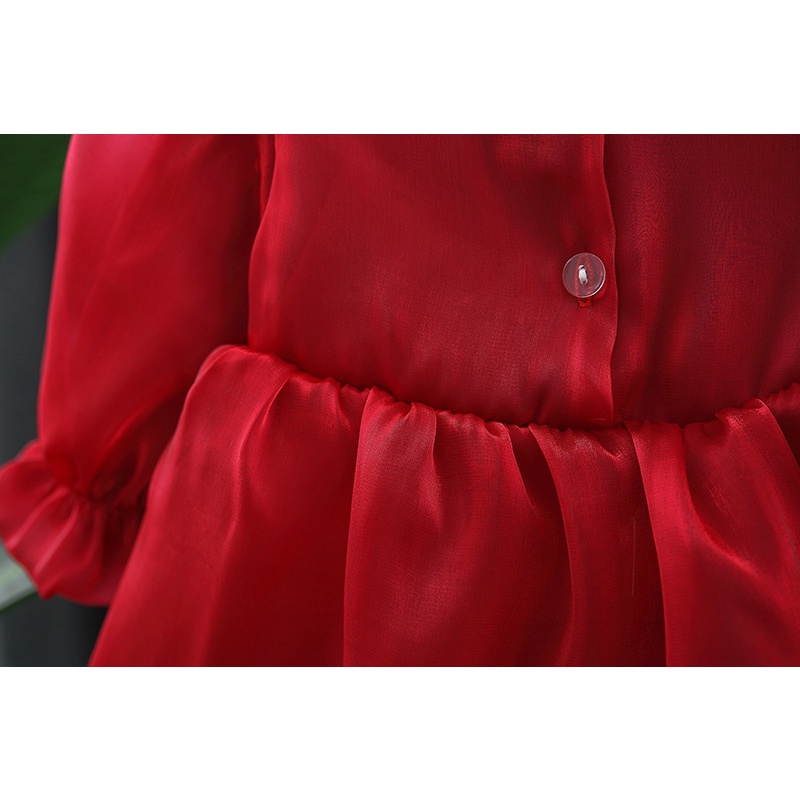 Twilight Đầm Dài Tay Đính Nơ Lớn Hai Lớp Màu Trơn Thời Trang Xuân Thu Cho Bé Gái Sơ Sinh Dự Tiệc Sinh Nhật