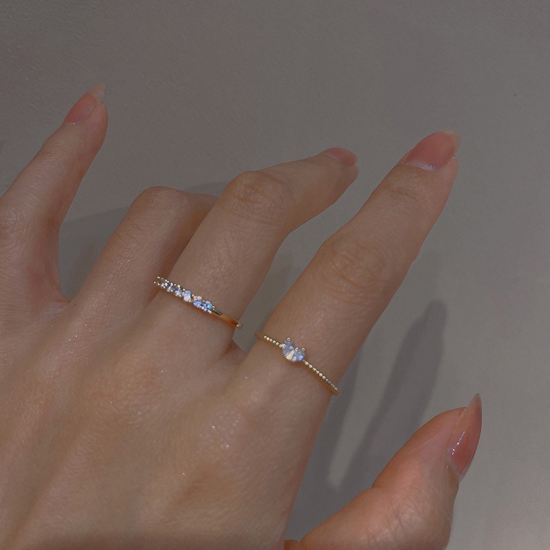 Nhẫn Đính Đá Zircon Phong Cách Hàn Quốc Sang Trọng Cho Nữ