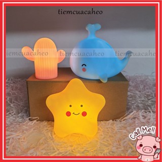 Đèn Ngủ Hình Cây Xương Rồng, Cá Voi, Ngôi Sao Để Bàn Trang Trí Phòng Cute Hot tiktok tiemcuacaheo