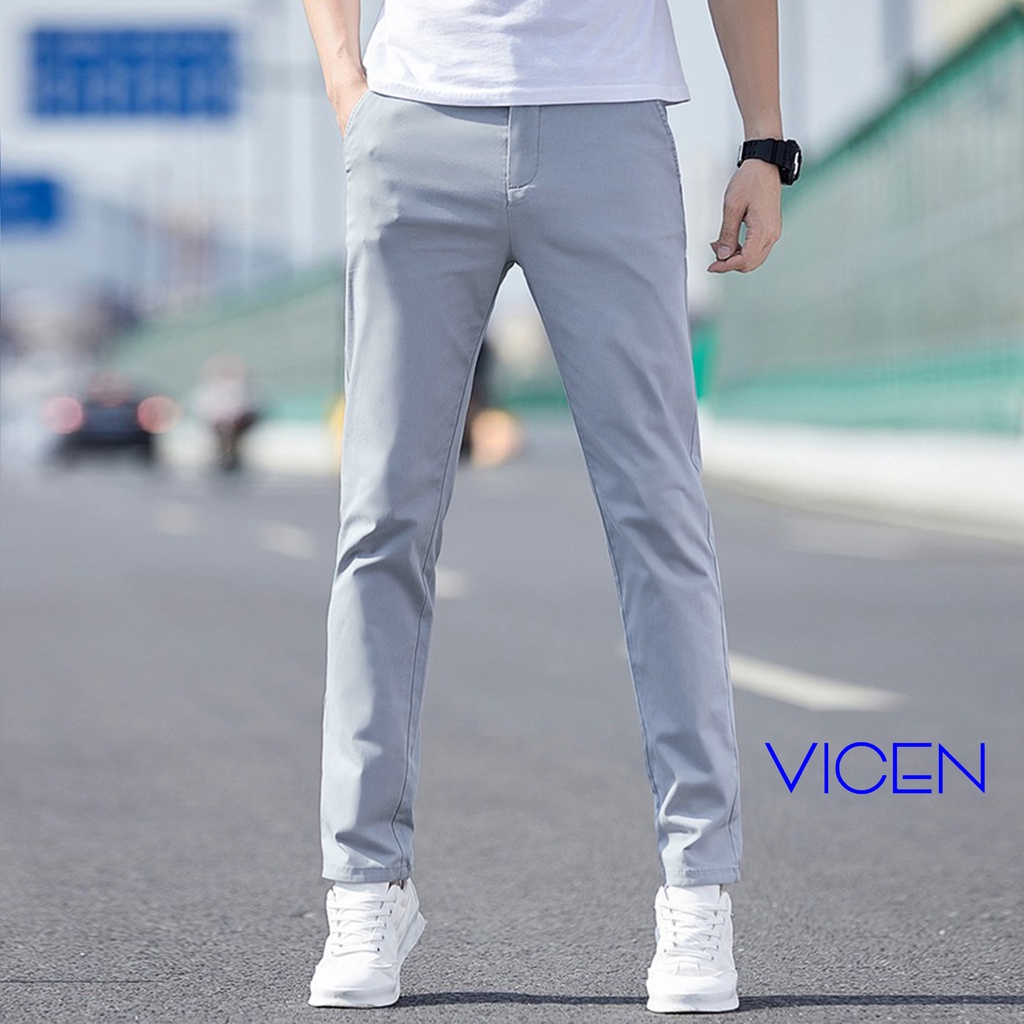 Quần Dài Kaki Nam Dáng Âu Ống Đứng Cạp Quần Co Giãn Tiện Lợi, Quần Âu Kaki Nam Vicenzo Vải Cotton Cao Cấp Đứng Form