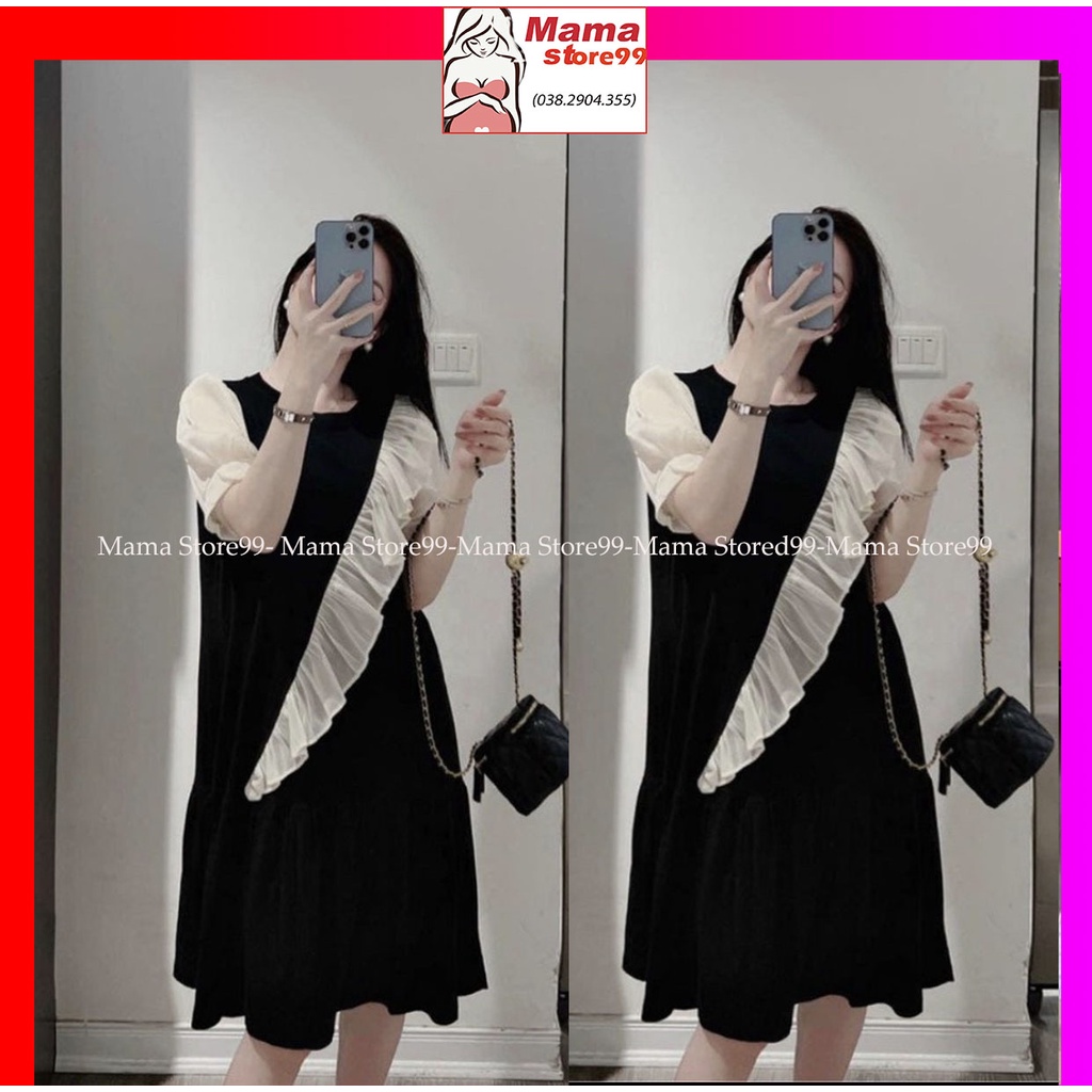 Váy Bầu Mùa Hè Dáng Suông Tay Ngắn Thiết Kế Thời Trang Công Sở Vạt Chéo Ngực Bigsize Dế Thương Xinh Xắn HN0291 Mama Stor