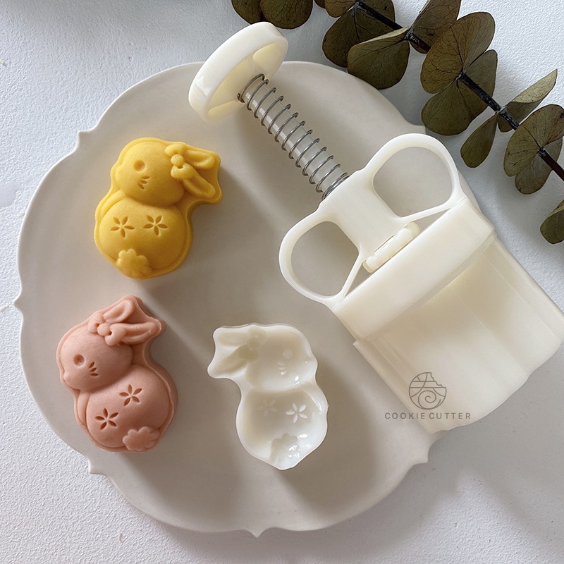 50 gram bánh thỏ 3D khuôn bánh nướng hình thỏ phục sinh khuôn bánh trung thu bằng tay kẹp Kim loại bánh tráng miệng tái sử dụng khuôn khuôn