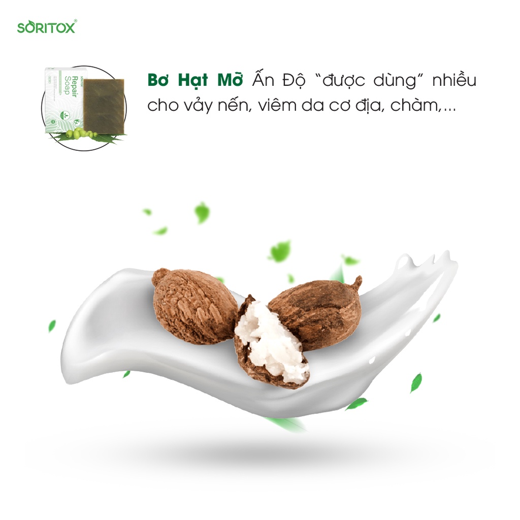 🍀🍀 Soritox Soap 130GR - Xà bông thảo mộc chăm sóc da, mờ thâm, sạch mụn, sáng da với tinh chất lá