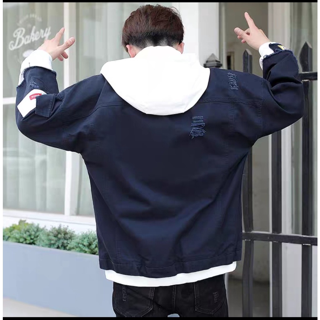 Áo khoác jean nam nữ có mũ nỉ đính dùng làm áo cặp unisex -giá tính cho 1 áo form RỘNG  size 40-77kg