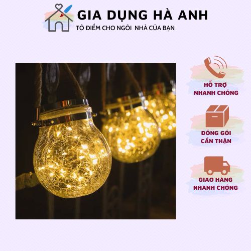 Đèn Trang Trí Năng Lượng Mặt Trời Lọ thủy tinh ánh sao cầu nguyện siêu sáng,Đèn Treo Vườn Ban Công chống nước.