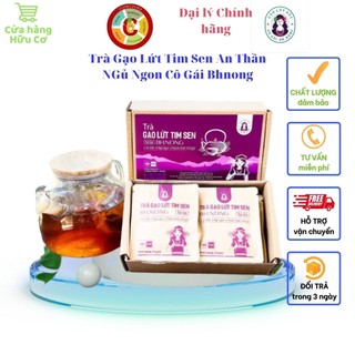 Trà gạo lứt tim sen túi lọc cô gái bh.nong hỗ trợ ngủ ngon, an thần, hộp 12 gói