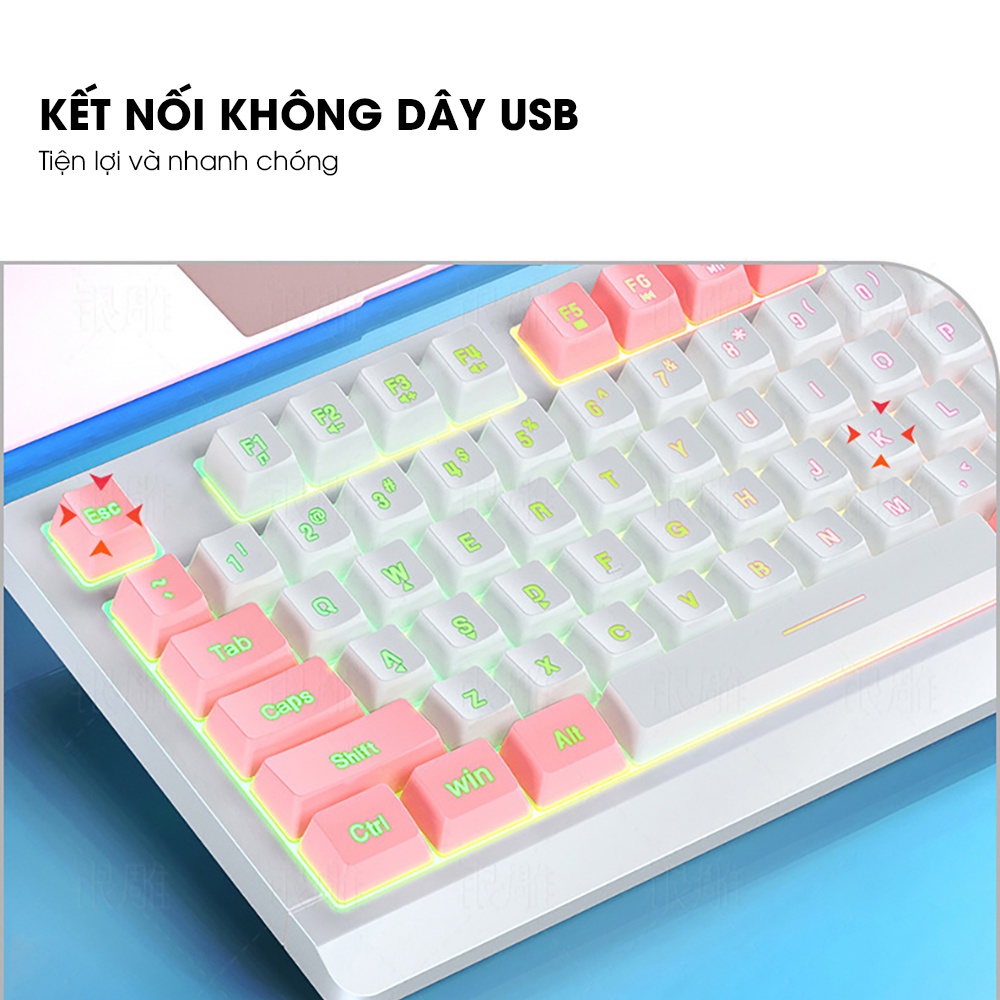 Bàn phím máy tính không dây SIDOTECH KM01 LED RGB gaming full size 104 phím tích hợp pin sạc dung lượng cao