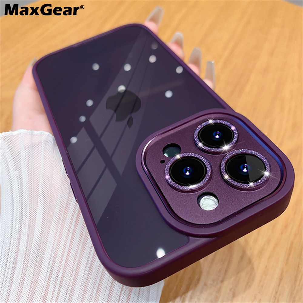 Ốp Điện Thoại Armor Nhám Trong Suốt Đính Hạt Kim Cương Giả Sang Trọng Bảo Vệ Camera Chống Sốc Cho iPhone 14 13 12 11 Pro Max Plus