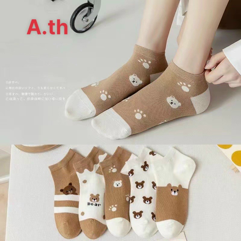 Set 5 Đôi Tất Vớ Nữ Ngắn Cổ Mix Gấu