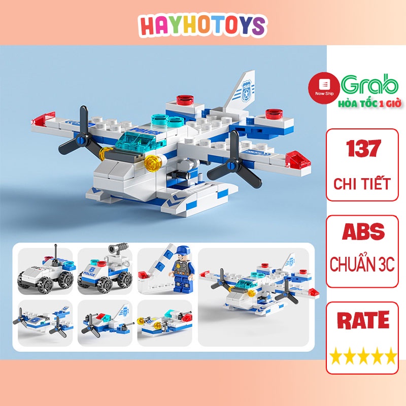 Bộ đồ chơi lắp ráp lego máy bay cảnh sát 137CT, xếp hình lego cảnh sát, tàu chiến, mô hình máy bay đồ chơi cho bé trai