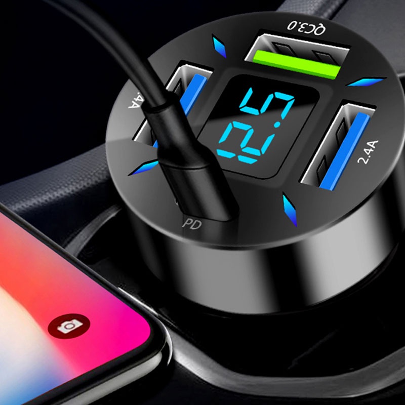 Bộ SạC Nhanh 4 CổNg USB / ĐiệN ThoạI Màn HìNh Kỹ ThuậT Số Cho Xe Hơi
