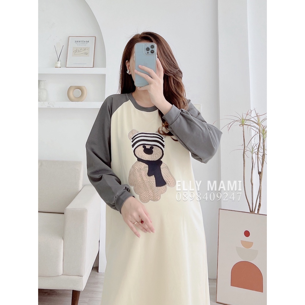 ( 40kg - 85kg ) Đầm Bầu , Bigsize Gấu Xinh Mặc Thoải Mái Suốt Thai Kì &amp; Sau Sinh  ( Kèm Ảnh Thật )