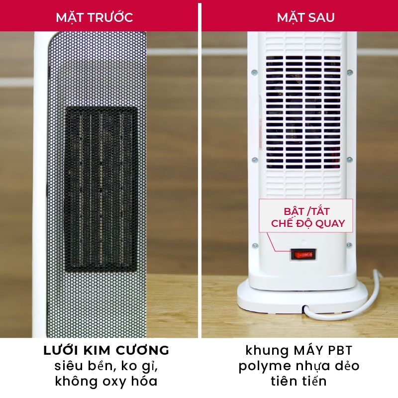 Máy sưởi gốm nhập khẩu Nhật Bản không khô da FUJIHOME FH1000 heaters tự ngắt an toàn
