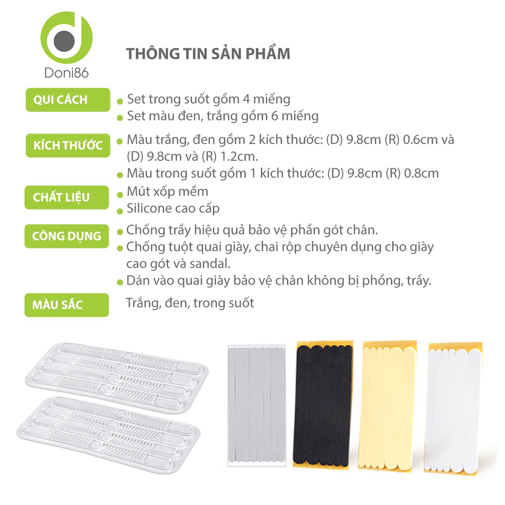 Miếng dán silicone, mút EVA giảm đau, chống trầy khi mang cao gót, sandal - Doni - DOPK282